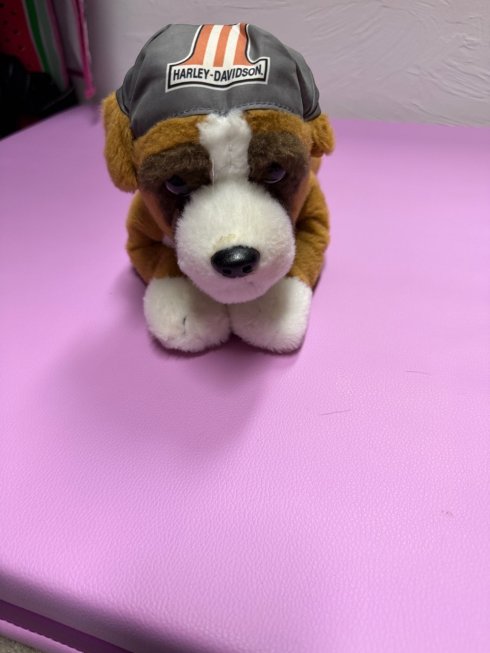 Harley-Davidson Brown and White Plush Puppy with Logo Cap